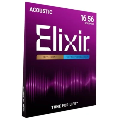 Image of Elixir 80/20 Bronze Acoustic Sets Original Polyweb Coating Resonator (0.016 0.056)