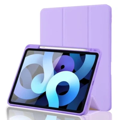 Image of Case for iPad Air 11 Inch 2024 / 6th 5th 4th Generation 2022/2020 10.9 with Pencil Holder, Smart Stand Cover Case, Support Apple Charging Auto Wake/Sleep Purple