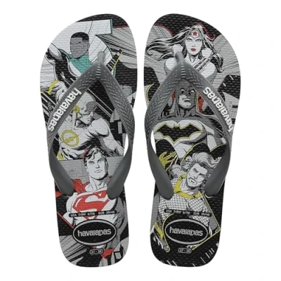 Image of Havaianas Unisex Top Herois DC, Gray/Black/Graphite, 4.5/5