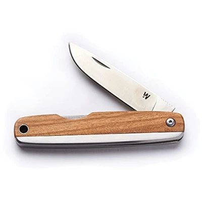 Image of Whitby Pocket Knife, Stainless Steel Folding Knives Olive Wood Handle, Stylish High Performance, Non Locking EDC 2.25 Blade, Portable for Camping Hiking Backpacking