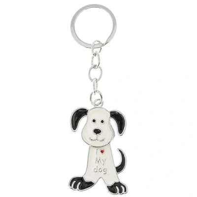 Image of Joe Davies Equilibrium Pampered Pooch Black and White Dog Keyring I Love My