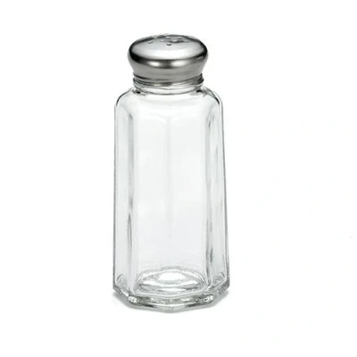 Image of 60ml Salt &amp; Pepper Shakers, Paneled Glass with Stainless Steel Top (Set of 2)