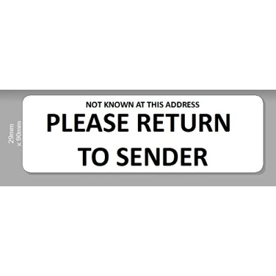 Image of Identity Plus: Pre Printed Self Adhesive Labels Return to Sender (10)