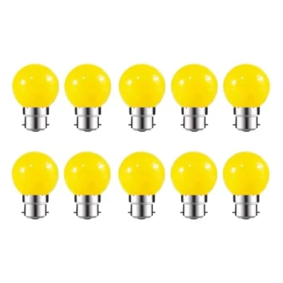 Image of ZFQ 10 Pack B22 Bayonet Colored LED Light Bulbs 2W G45 Golf Ball Mini Globe Bulb Lighting Bulbs,Yellow for Outdoor Indoor String Patio Garden Party Christmas, Tree, Fairy Night Lights