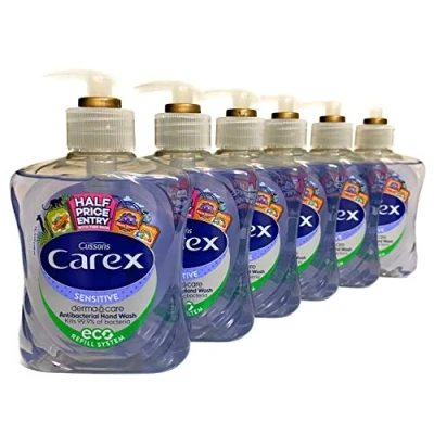 Image of Pack of 6 Carex Sensitive Dermacare Antibacterial Handwash eco refill system 250ml