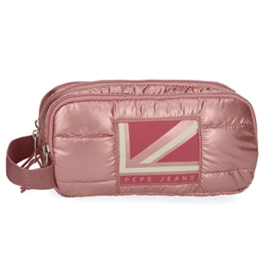 Image of Pepe Jeans Carol Triple Pencil Case Pink 22 x 10 9 cm Polyester
