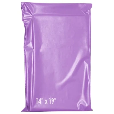 Image of 60 Mixed Mailing Postal Self Seal Closure Plastic Bags, 14x19 Inch Size Envelopes for Posting Clothes, Postal, Packaging, Shipping Bags Tempered Proof, Secure Medium Large Postage Sizes Purple