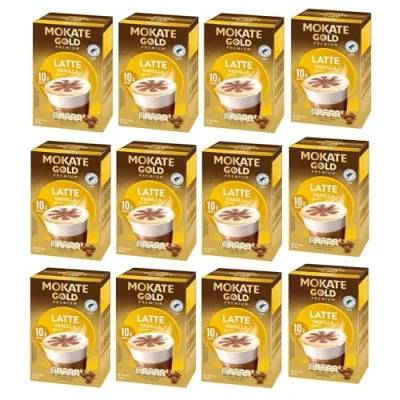 Image of Mokate Gold Premium Vanilla Latte Coffee Sachets x10 (Pack of 12, Total 120 Sachets)