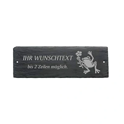 Image of Door Sign Frog Flower with Desired Text 22 x 8 cm Slate