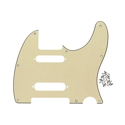 Image of FLEOR 8 Hole SS Guitar Pickguard Front Scratch Plate with Mounting Screws for Standard TL Nashville Style,3 Ply Cream