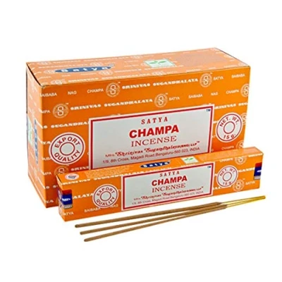 Image of Hari Deals Satya Incense Stick Fragrances Sandal Wood Lavender Champ Musk Positive Vibes Namaste Nag Champa Reiki Rose 6 Packs (Champa)