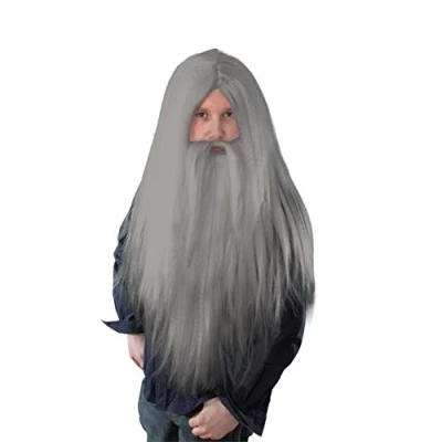 Image of Bristol Novelty BW909 Grey Wizard Wig and Long Beard, Mens, One Size