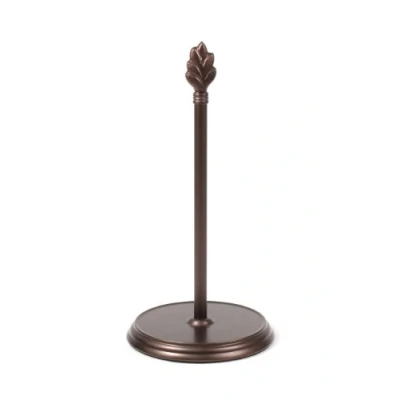 Image of Spectrum Diversified Leaf Cast Iron Dispenser, Nature Inspired Kitchen Countertop Paper Towel Holder, Holds Both Standard &amp; Jumbo Rolls, Bronze
