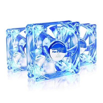 Image of AABCOOLING Super Silent Fan 8 Blue LED and Efficient 80mm with 4 Anti vibration Pads, PC Quiet Fan, LED, Cooling Value Pack 3 Pieces 13.9 dB(A), 16.4 CFM, 1600 RPM