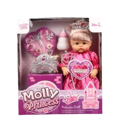 Image of SDMAX Baby Princess Doll Toy with Dressing Set, Pink, Plastic, Safe and Durable, Gown Accessories, Beautiful Birthday Gift, For Kids 3 Up, 16 Inch