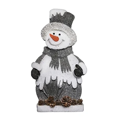 Image of SHATCHI Red/Grey Snowman Christmas Tabletop Figures Window Wall Door Holiday Home Xmas Glitter Foam Showpiece Decorations, 52cm/42cm/32cm, 32 CM