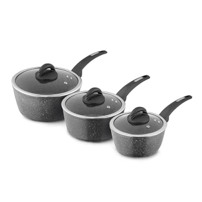 Image of Tower Cerastone Forged 3 Piece Saucepan Set Graphite