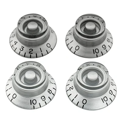 Image of Musiclily Pro Left Handed Imperial Inch Size Guitar Bell Top Hat Knobs for USA Made Les Paul Style,Silver (Set of 4)