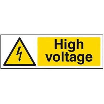 Image of V Safety High Voltage Warning Sign 300mm x 100mm Self Adhesive Vinyl