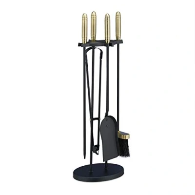 Image of Relaxdays, steel, Brass, black, Set of 5