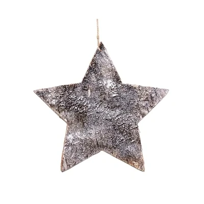 Image of SHATCHI 20cm Star Shape Birch Bark Wooden Christmas Tree Wall Door Wreath Ceiling Hanging Xmas Home Decorations, Wood