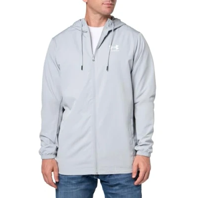 Image of Under Armour Rival Windbreaker Windbreaker, Men&#039;s, Size: Medium, Mod gray/white