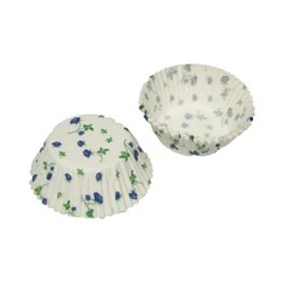 Image of 2 x 60pk Eddington Large Baking Cup Cake Cupcake Muffin Cases White Blue Flower