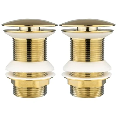 Image of Xcel Home 2X Gold Unslotted Basin Waste, Mushroom Dome, Pop Up, Brass, Polished, Replacement Bathroom Sink Plug