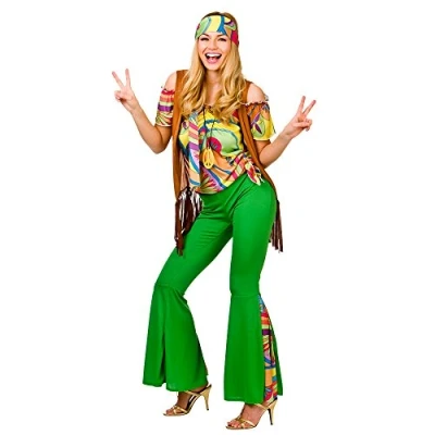 Image of Adult Ladies Groovy Hippie Fancy Dress Costume X Small (UK 6 8)