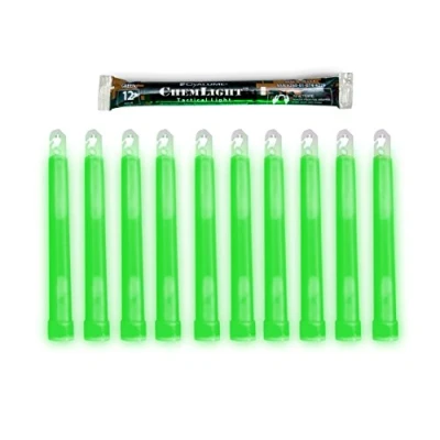Image of Cyalume ChemLight Military Grade Chemical Light Sticks, Green, 6 Long, 12 Hour Duration (Pack of 10) by