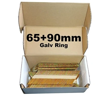 Image of Mixed Pack 520 x 65mm Galv Ring + 90mm Framing Nails,Clipped D Head, for DEWALT 18v Cordless DCN692