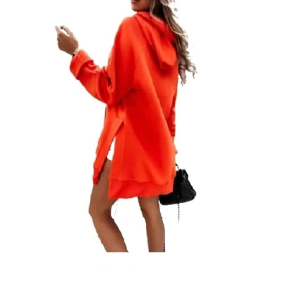 Image of The Warmy Oversized Hoodie Dress,Hoodie Dress for Women with Pockets,Oversized Dress,The (Color : Orange, Size L)