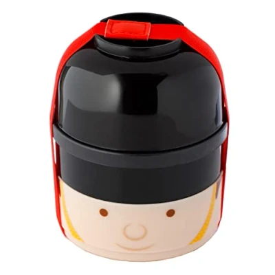 Image of Puckator London Guardsman Stacked Round Bento Lunch Box for Adults and Kids with Compartments Snack Food Containers Lids Stackable Pots Meal Prep Container Lunchbox