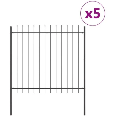 Image of vidaXL Gray Garden Fence with Spear Top 8.5x1.5 m Steel