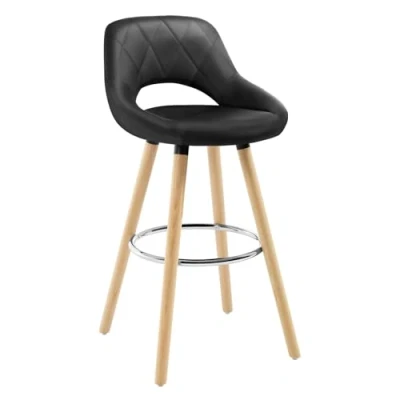 Image of WOLTU Breakfast Kitchen Counter Bar Stool Faux Leather Seat Chair Wood Legs Barstool Black High X 1