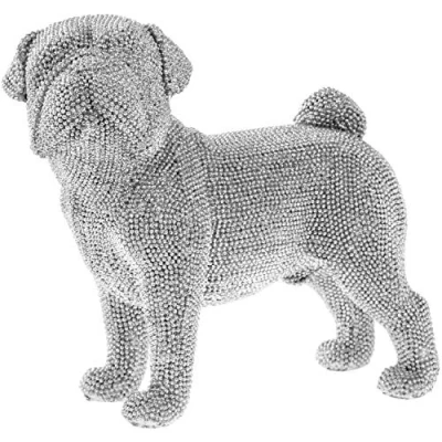 Image of Lesser &amp; Pavey Silver Art Glitter Sparkly Pug Standing Ornament