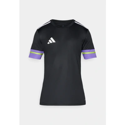 Image of adidas Performance SQUADRA25 Short Sleeve Sports Tshirt, Men&#039;s, Size: XS, Black/team grey four/pure ruby