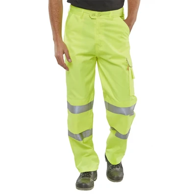 Image of Poly Cotton Trousers En471 Saturn Yellow 30 Tall
