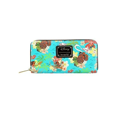 Image of Loungefly Disney&#039;s Moana All Over Print Zip Around Wallet Blue, Standard