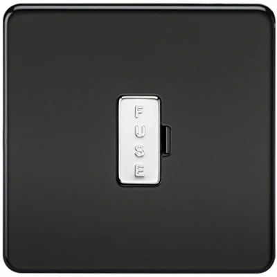 Image of KnightsBridge 13A Screwless Matt Black Fused Spur Connector Unit Wall Plate
