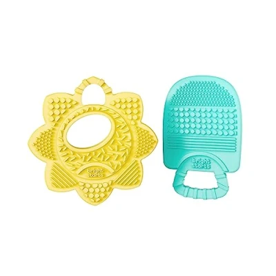 Image of Bright Starts Sunny Soothers 2pk Multi Textured BPA Free Baby Teethers in Cute Sun and Popsicle Shapes, Ages 3 Months+