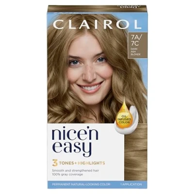 Image of Clairol Nice&#039;n Easy Crème, Natural Looking Oil Infused Permanent Hair Dye, 7 Dark Blonde