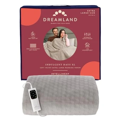 Image of Dreamland Indulgent Days XL Heated Electric Throw Velvet 3D Geometric Design with 6 Heat Settings, Fast 5 Minute Up, Auto Shut Off Timer, Machine Washable &amp; Tumble Dryer Safe 140 x 180 cm