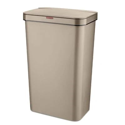 Image of Tower T838005LCS Rectangular Sensor Bin with Fingerprint Proof Coated Exterior, Plastic, 50 L, Latte