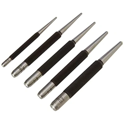 Image of Starrett S117PC Centre Punches Set, 1/16&quot;, 5/64&quot;, 3/32&quot;, 1/8&quot;, 5/32&quot; Diameters, In Plastic Case