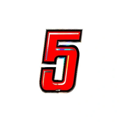 Image of Holographic Racing Number 5 Slim, Red, 10 x 6.5 cm