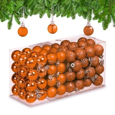Image of Christmas Baubles Set of 96, Glittering, Matt and Sparkles, Plastic, Traditional Spheres, Decorations, Relaxdays
