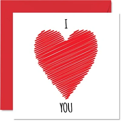 Image of Anniversary Card for Her Him I Love You Birthday Girlfriend Boyfriend Wife Husband Partner, 145mm x Valentine Heart Romantic Valentines Greeting Cards Fiance Fiancee