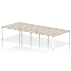 Image of Impulse Bench B2B 6 Person 1200 White Frame Office Desk Grey Oak