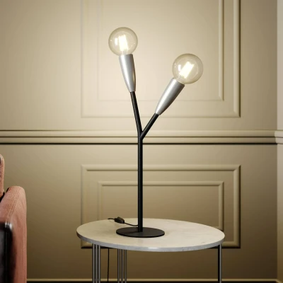 Image of Lucande Carlea table lamp, 2 bulb black and nickel